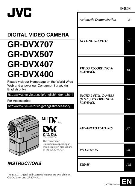 digital video camera gr-dvx707 gr-dvx507 gr-dvx407 gr-dvx400 - JVC