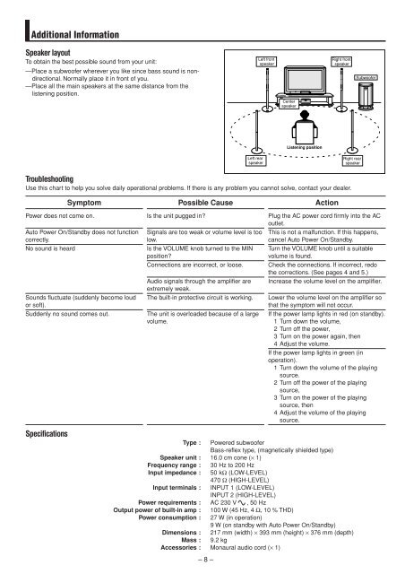 compact component system sx-dw303 powered subwoofer - JVC