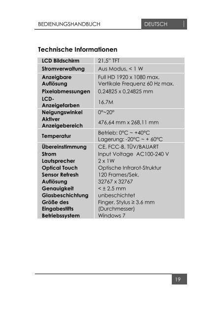 21,5” Widescreen TFT Touchscreen Monitor - Gericom