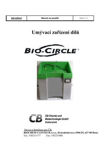 UmÃ½vacÃ­ zaÅÃ­zenÃ­ dÃ­lÅ¯ - Bio-Circle