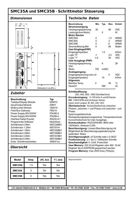 Schrittmotor Steuerung SMC35A und SMC35B - JVL Industri ...