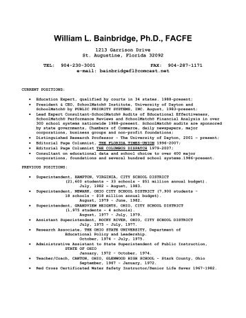 William L. Bainbridge, Ph.D., FACFE - JVRA