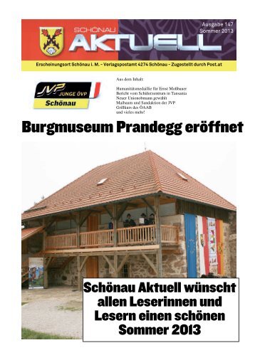 Burgmuseum Prandegg eröffnet - Junge ÖVP Schönau