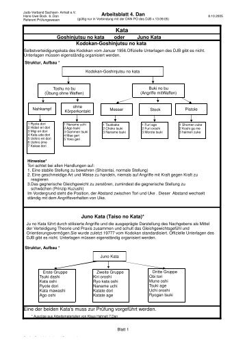 Arbeitsblatt 4. Dan Goshinjutsu no kata oder Juno Kata Kodokan ...