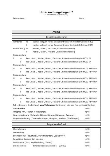 Der Untersuchungsbefund Hand (PDF) - Praxis Dr. Günter