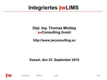jwLIMS - Integration der LIMS Funktionen in SAP - jwConsulting GmbH