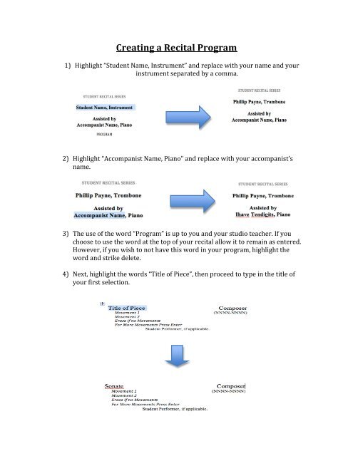 Creating a Recital Program