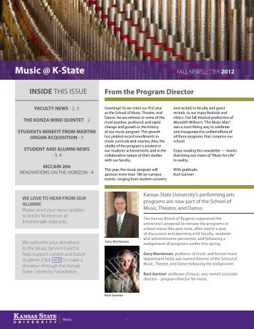 Music @ K-State 2012 FALL NEWSLETTER - Kansas State University