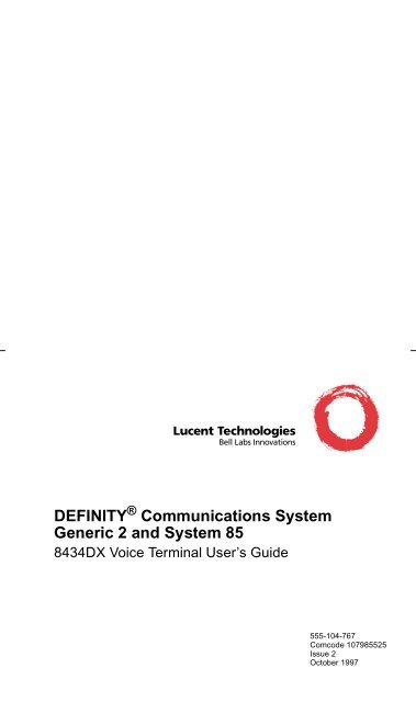 DEFINITY Communications System Generic 2 and System 85