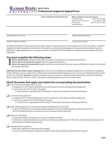 Professional Judgment Appeal Form - Kansas State University