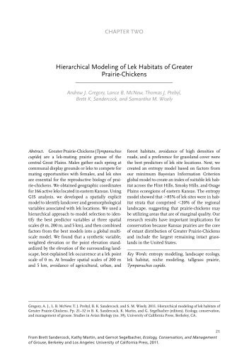 Hierarchical Modeling of Lek Habitats of Greater Prairie-Chickens