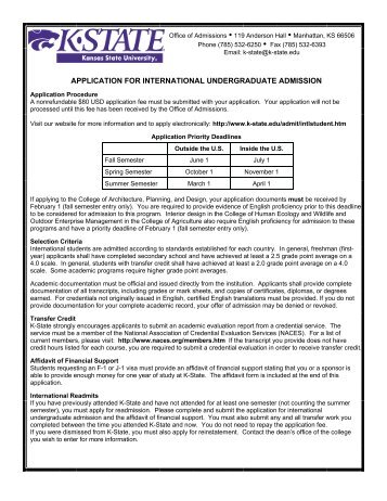 application for international undergraduate admission