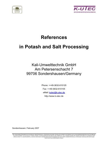 References in Potash and Salt Processing - K-UTEC AG Salt ...