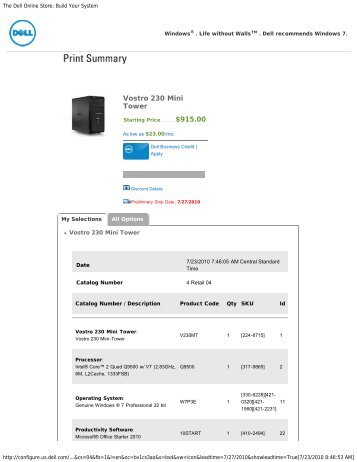Dell Vostro 230 Minitower PC (PDF)
