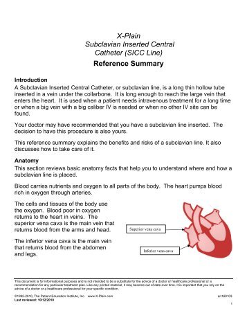 Subclavian Inserted Central Catheter (SICC Line)