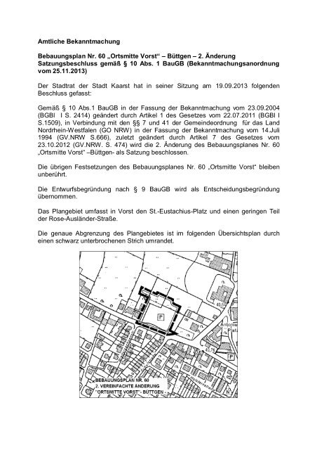 Bebauungsplan Nr. 60 â€žOrtsmitte Vorst" - BÃ¼ttgen - 2 ... - Stadt Kaarst