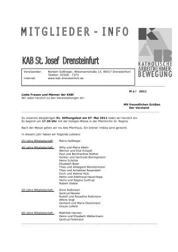 Mitgliederinfo 2011-05.pdf - KAB Drensteinfurt