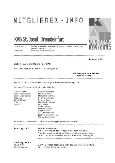 Mitgliederinfo 2011-02.pdf - KAB Drensteinfurt