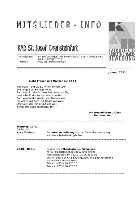 Mitgliederinfo 2011-01.pdf - KAB Drensteinfurt