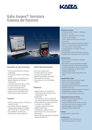 Kaba Axessor® Serratura Gamma die funzioni - Kaba Mauer GmbH