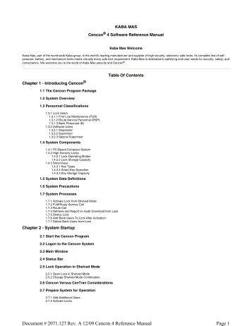 Cencon 4 Software Reference Manual - Kaba Mauer GmbH