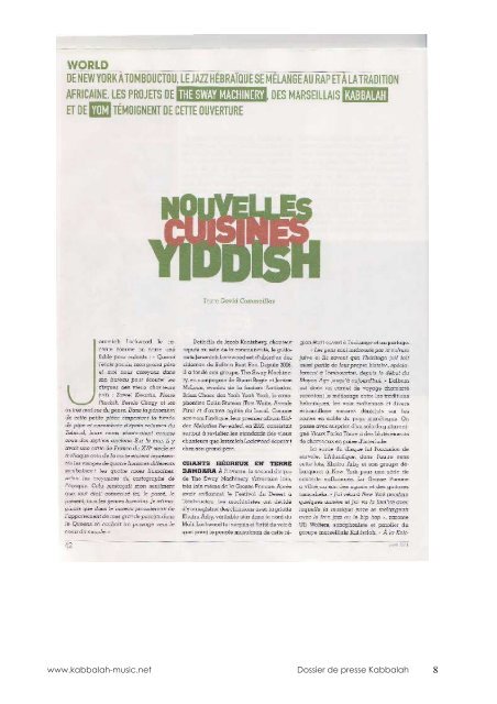 telecharger dossier de presse en pdf - kabbalah music