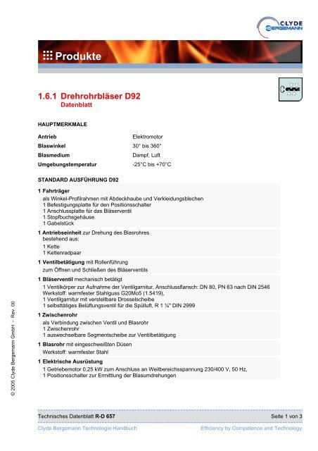 Produkte 1.6.1 Drehrohrbläser D92 - Clyde Bergemann Ltd