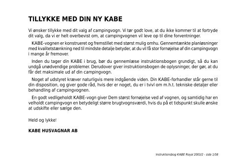 Instr.bok 2003 Royal (DK) - Kabe