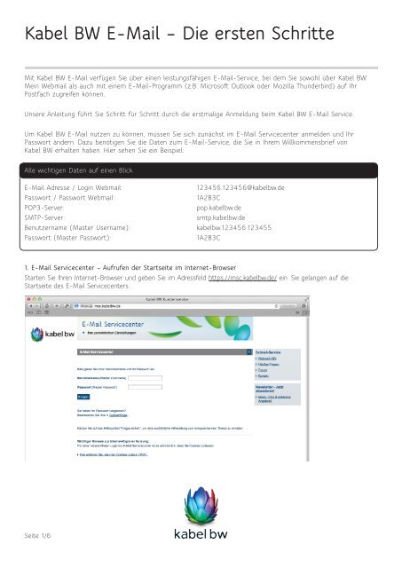 AusfÃ¼hrliche Anleitung zur Einrichtung des E-Mail ... - Kabel BW