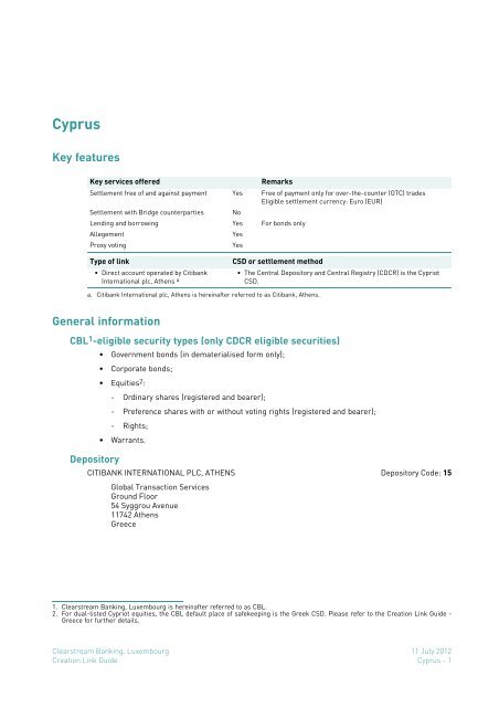 Cyprus - Clearstream