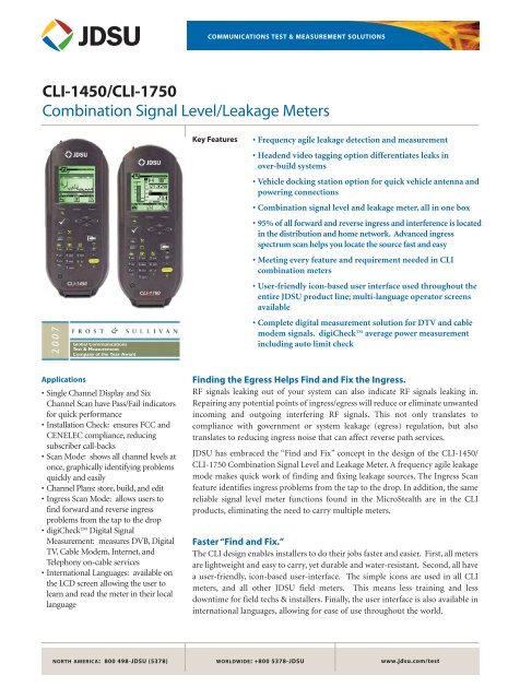 Acterna CLI-1450 Leakage Meter Data Sheet - Mr Test Equipment