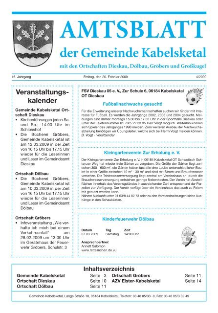 der Gemeinde Kabelsketal