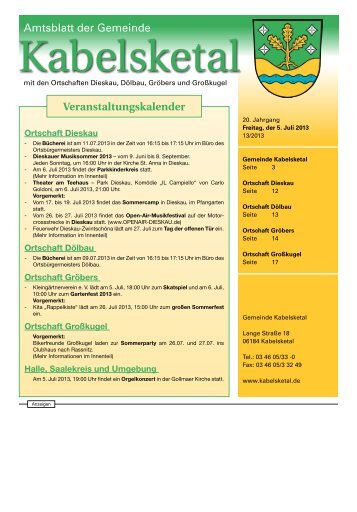 Amtsblatt der Gemeinde Veranstaltungskalender