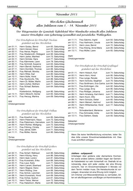 Amtsblatt der Gemeinde Veranstaltungskalender