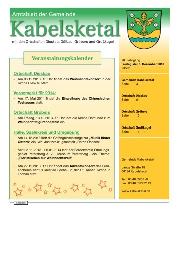 Amtsblatt der Gemeinde Veranstaltungskalender