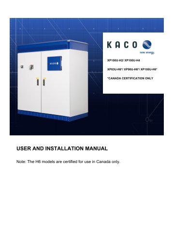 110318_XPUser and Installation Manual - KACO new energy, Inc.