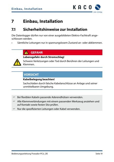 Powador-proLOG und Powador-PCU Bedienungsanleitung ...