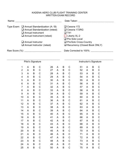 Answer sheet