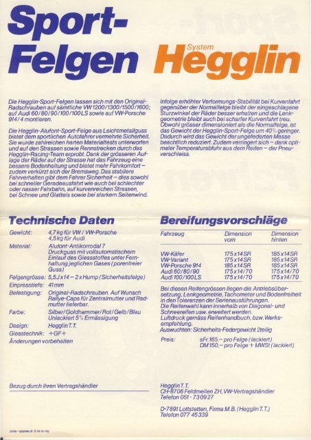 Hegglin Felgen Produktblatt