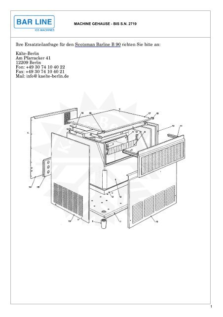Scotsman Barline B 90 Eisbereiter EiswÃ¼rfelbereiter ... - KÃ¤lte Berlin
