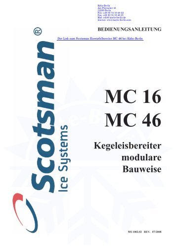 Scotsman EiswÃ¼rfelbereiter MC 46 - KÃ¤lte Berlin