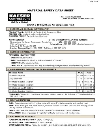 Sigma S-100 Compressor Fluid - Kaeser Compressors