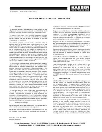 GENERAL TERMS AND CONDITIONS OF SALE - kaeser