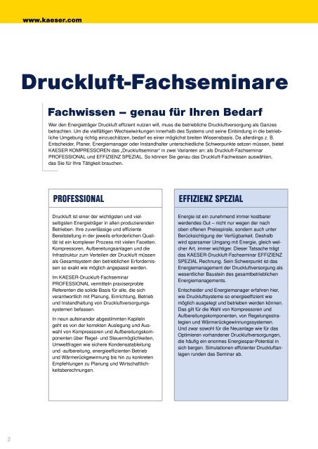 Druckluftseminar - KAESER KOMPRESSOREN GmbH