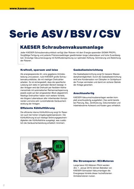 Schrauben-Vakuumanlagen Serie ASV/BSV/CSV