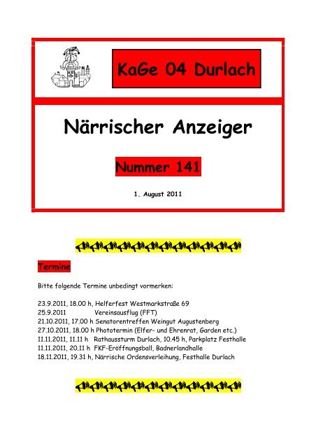 NAZ 141 - Karnevalsgesellschaft 1904 Durlach eV