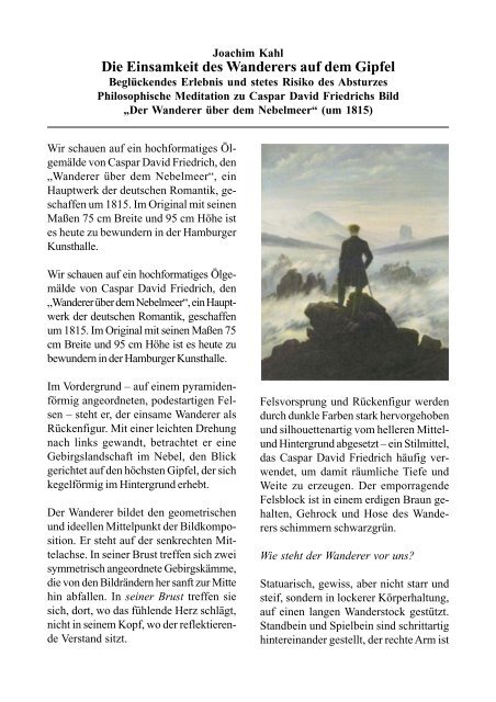 Die Einsamkeit Des Wanderers Auf Dem Gipfel Joachim Kahl