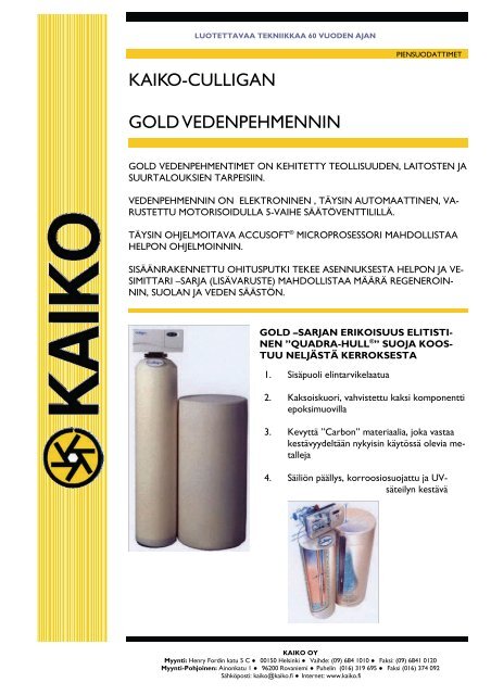 Gold Automaattinen vedenpehmennin - Kaiko