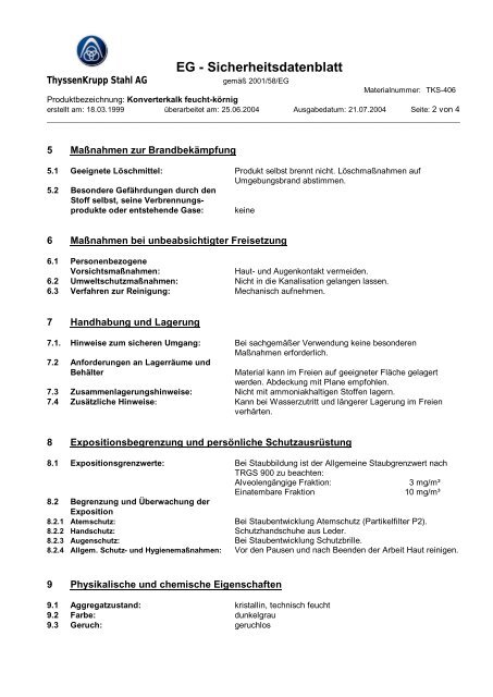 EG - Sicherheitsdatenblatt