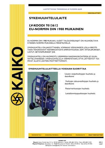 SYKEHUUHTELULAITE LV-KOODI 7013612 EU-NORMIN ... - Kaiko